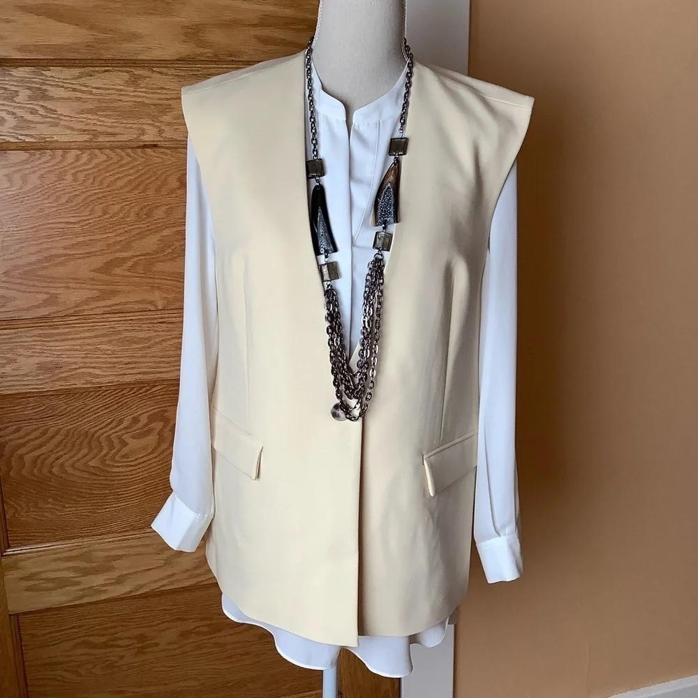 mbyM Butter Cream Collarless Blazer Size S/M - Picture 2 of 16